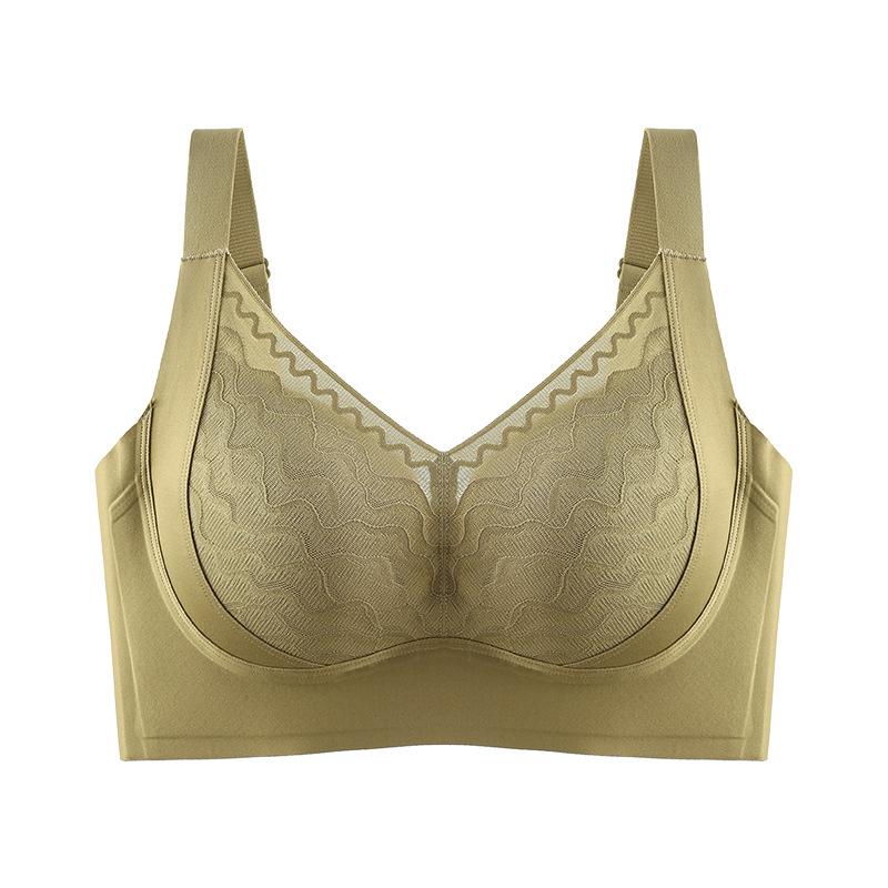 Lift Type, Light and Thin, Large Chest, Small and Seamless Elastic Lace Cup Surface, Breathable and Comfortable, Healing Color Scheme Bra