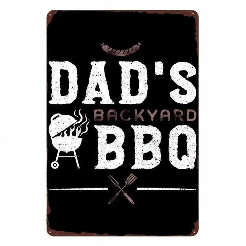 Panneau Barbecue des Pères de Jardin Roi du Grill Vintage Plaque Métallique Boîte de Conserve Bar Pub Décoration de Jardin Plaque Murale BBQ de Papa Chillin&Grillin Plaque Rétro