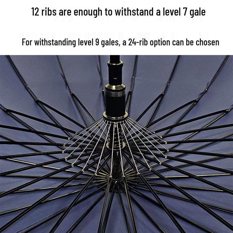 12-Rib 24-Rib Long-Handle Straight Men's Umbrella for Two, Business Advertising, Sun and Rain Protection
