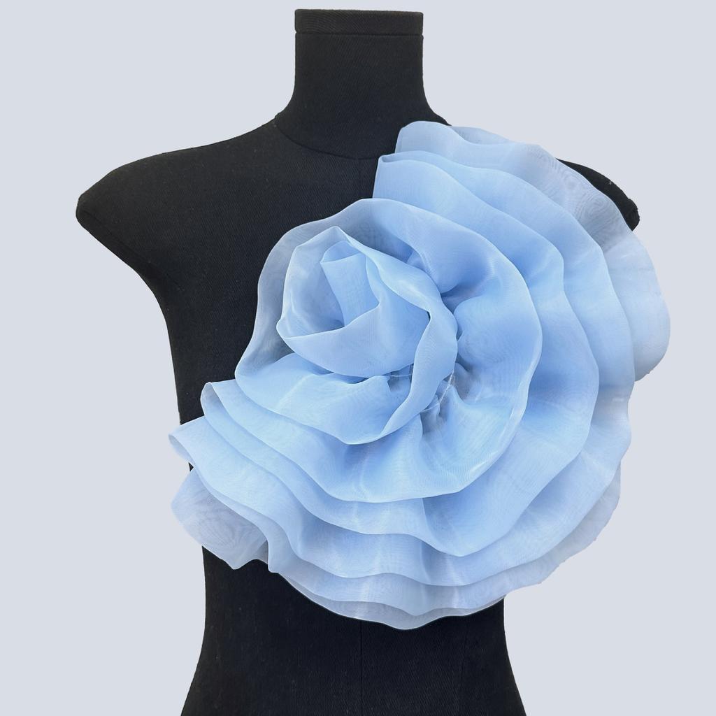 1Pcs Irregular Organza Handmade Flower Patch Sewing Applique Accessories Clothing Dress Neck Decoration 3D Flower Corsage