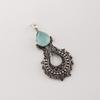 Aqua Chalcedony Gemstone 925 Sterling Silver Jewelry Partywear Pendant 1.8" For Women CP-45-20