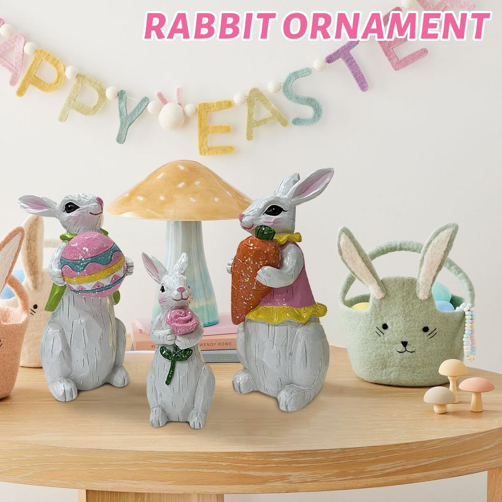 Charming Easter Bunny Figurine with Carrot Handcrafted Resin Rabbit Decor for Spring and Holiday Celebrations