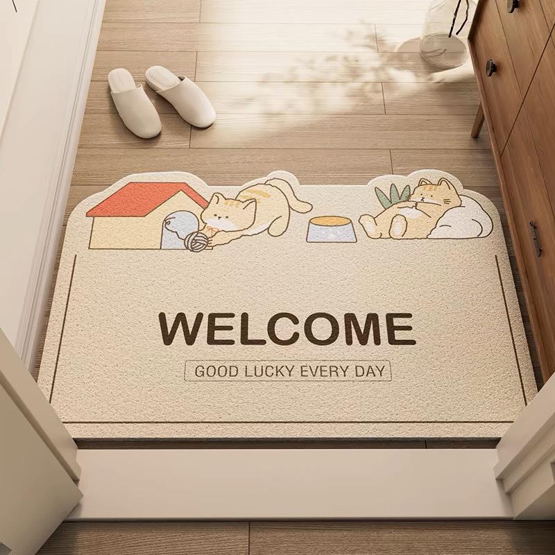 Cartoon Style Wear-Resistant Entrance Door Mat - Easy To Clean Silk Loop for Scraping Mud and Wiping Shoes.
