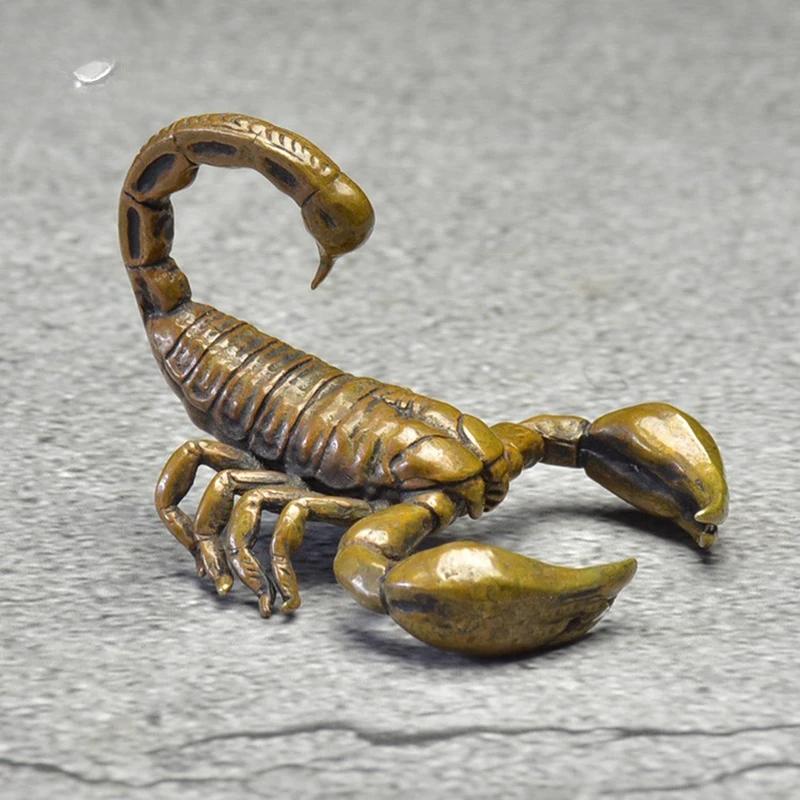 Retro Classical Copper Scorpion Ornament Animal Figurines Miniatures Tea Pet Vintage Brass Crafts Desk Decorations Accessories