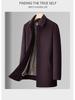 Men's Mid-Length Woolen Winter Coat with Plus Velvet for Middle-Aged and Elderly, Thickened Windbreaker Jacket.