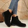 Stivaletti Retro Autunno Nuovi Punta Tonda Scamosciati con Lacci Piattaforma Antiscivolo Resistenti all'Usura Scarpe Singole