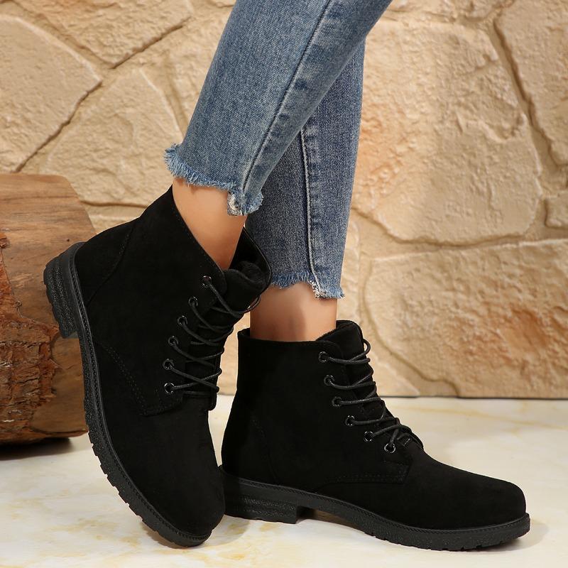 Stivaletti Retro Autunno Nuovi Punta Tonda Scamosciati con Lacci Piattaforma Antiscivolo Resistenti all'Usura Scarpe Singole