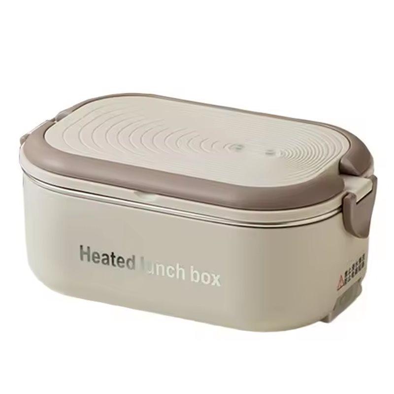 

ABJI-Heat-Generating 220V EU Plug Portable Electric Lunch Box 1L Stainless Steel Set For Office Food Warmers бежевый