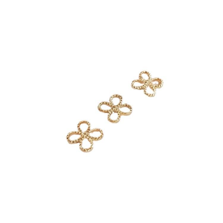 14K Gold-Filled Copper-Plated Four-Leaf Clover Pendant for DIY Bracelets and Earrings