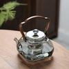 High-Temperature Resistant Borosilicate Glass Teapot with Handle for Stove-Top Brewing