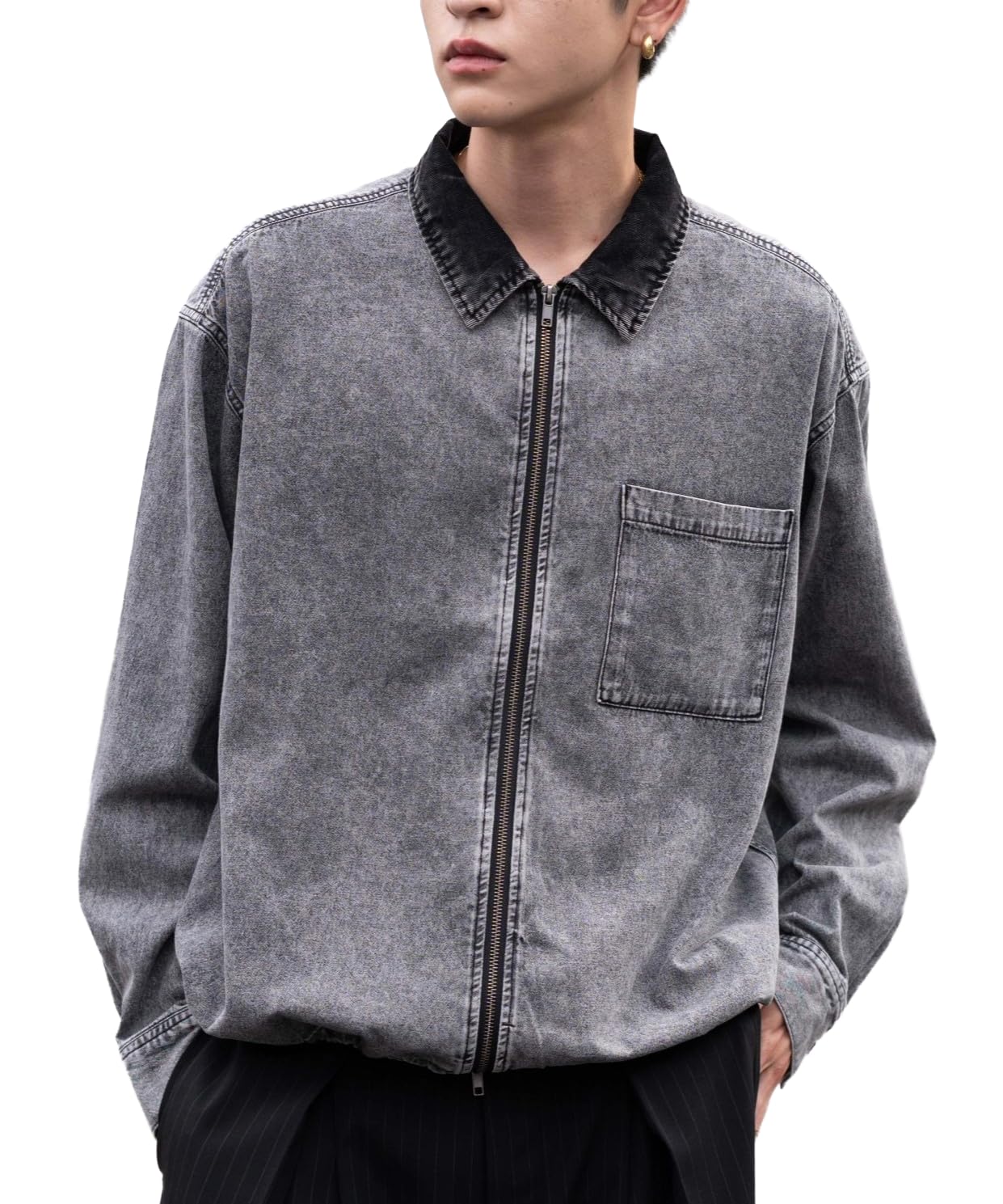 

WEGO Denim Shirt Size Denim Black Men s Jacket, M,