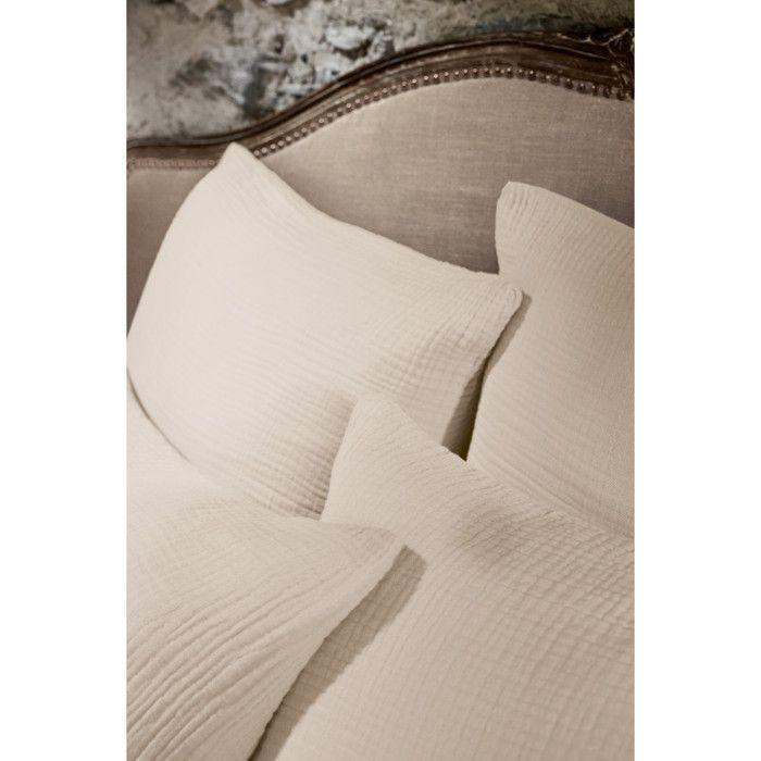 Taie d'oreiller "Ina" toutes dimensions "Quadruple Gaze de Coton" l'Effet Papillon - 60x60 - Beige foncé