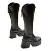 Autumn British Muffin Bottom Round Head Thick Heel Boots Women's Rear Zipper Thick Sole But Knee High Heel Fashion Boots