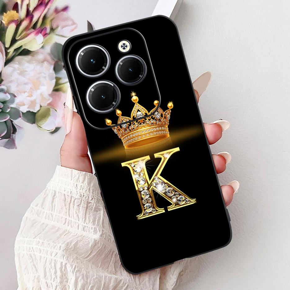 Pro pouzdro Infinix Hot 40 Pro X6837 Luxusní kryt s písmeny a korunkou Měkké silikonové pouzdro na telefon Pro Infinix Hot 40i Hot40 Pro Hot40i
