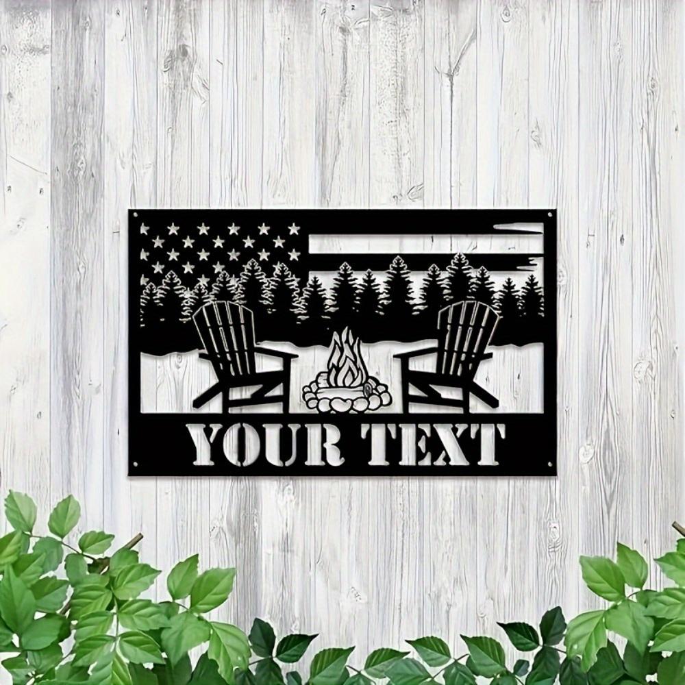 Unique Personalized Metal Sign Stars Stripes Mountain Scenes Durable Waterproof for Gardens Poolside Housewarming Gift