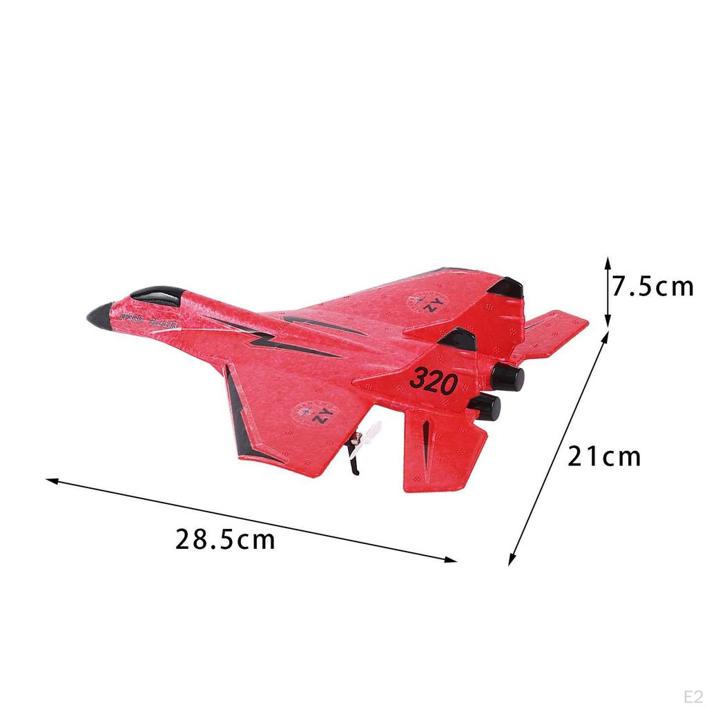 2CH RC Plane Foam Glider with Light Outdoor Toys Ready Easy to Control Jet Fighter Toy for Adults