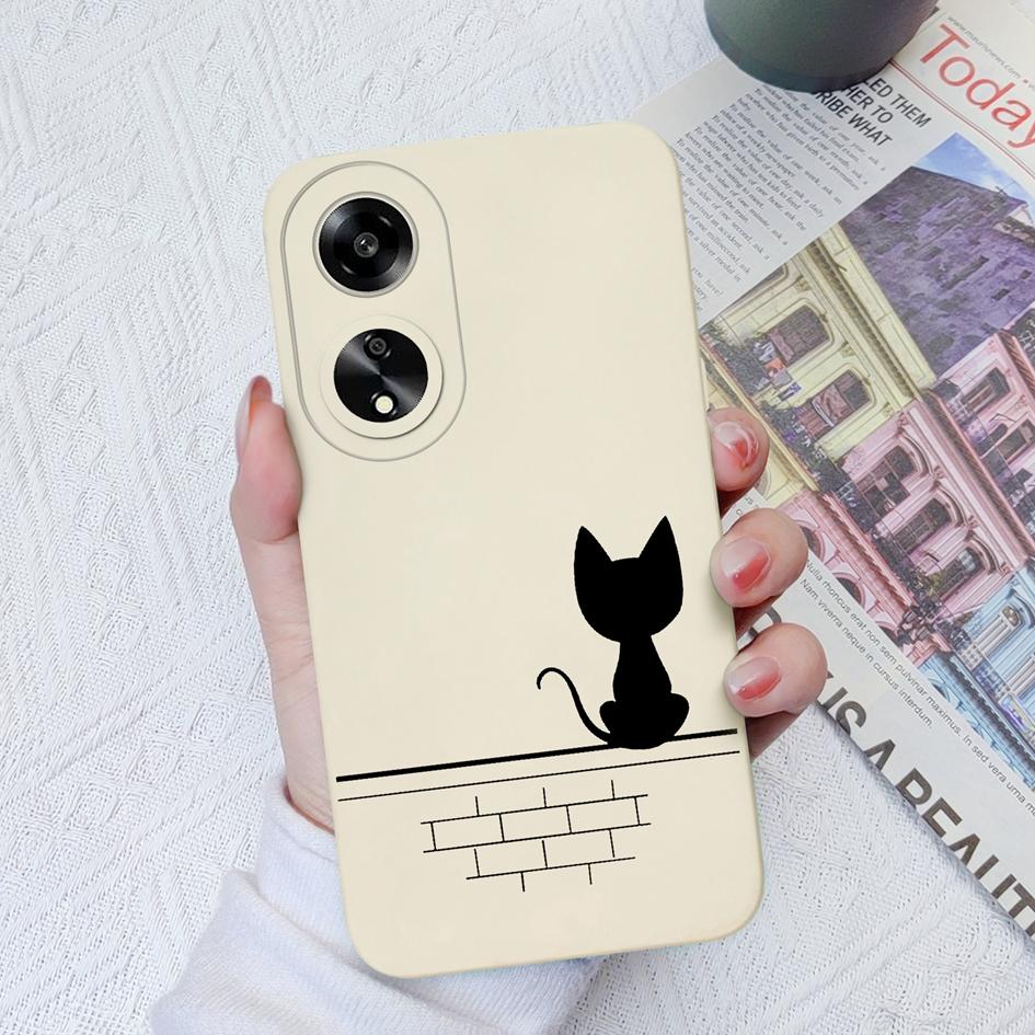 Candy Color Cute Cat Phone Cases For Oppo A7 A15 A55 A1K A35 A52 A1 A11 Liquid Silicone High Quality Anti Fall Protective Shell For Oppo Bumper Covers