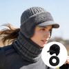 Knit Hats For Women Warm Stretchy Beanie With Brim Earflap Scarf For Winter Thickened Knitted Hat For Daily Commuting Skiing