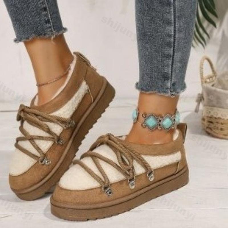 Fashion 2025 Winter Retro Low Top Thick Soled Casual Plush Snow Boots for Women's Warm Comforatble Versatile Fashion Chunky Cotton Boots