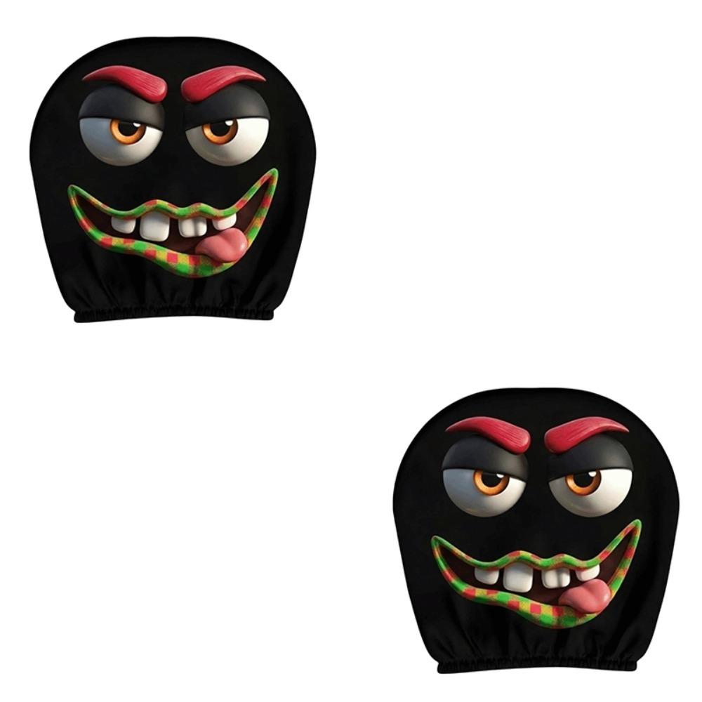 2PCS Cartoon Car Headrest Covers Exaggerated Car Seat Headcover Halloween Christmas Holiday