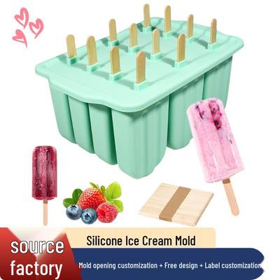 Formas de Silicone para Picolé com 12 Cavidades, Fácil de Desenformar, com Tampas