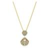 Idyllia Pendant with Two Shells Crystal Necklace Women's Gold 5689197
