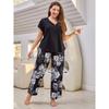 Women's Plus Size Pajamas Spring Summer and Autumn Loose Short-sleeved Trousers Homewear Suit
