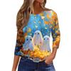 Women's O-neck 3/4 Sleeve  Printed Top