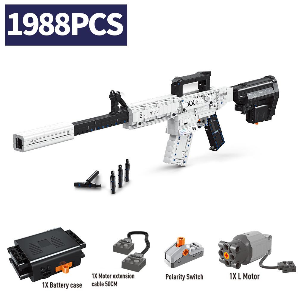 1988 шт. MOC Электрическая снайперская винтовка Строительные блоки SWAT Военное оружие Штурмовая винтовка Пуля Пистолет Полицейский Кирпич Детские игрушки Подарки