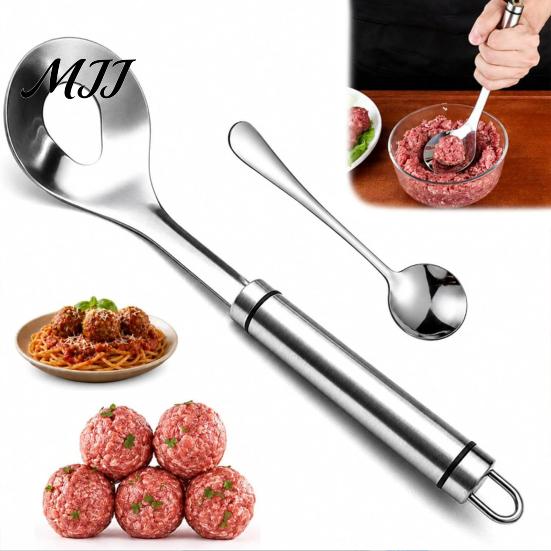Kochwerkzeug für Fleischbällchen Edelstahl Fleischbällchenformer Löffel, Antihaft Fleischbällchenformer Werkzeug, Ergonomischer Griff Küche Gleichmäßig Rund Rindfleisch Fisch