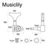 Wilkinson L2+R2 Open Gear Tuners, 20:1 Gear Ratio, for 4-String Ibanez-Style Electric Bass, Chrome