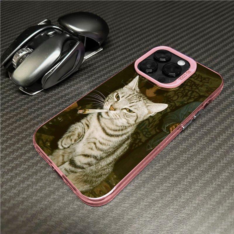 Smoking Cats Phone Case For iPhone 11 12 13 14 15 16 17 Pro Max XS X XR 7 8 Plus 16E 17 Air 13 12 Mini Shockproof Hard PC Cover