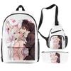 Mode Nouveauté Cool Danganronpa Monokuma Impression 3D Set de 3 pièces Sacs d'école pour élèves Sac à dos de voyage pour ordinateur portable Sac de poitrine Trousse