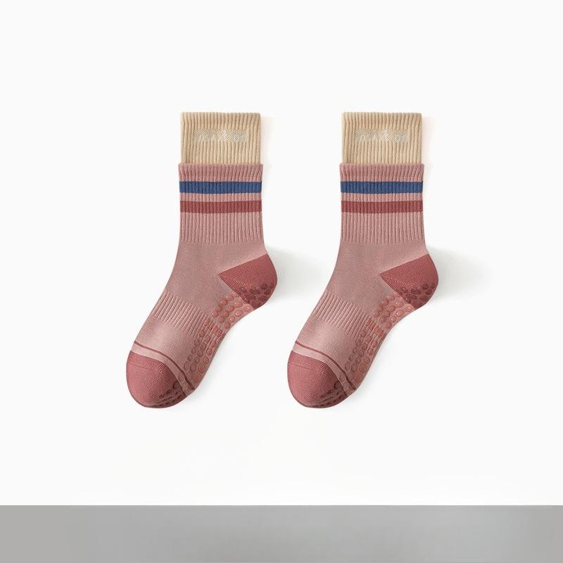 

Женские весенне-осенние спортивные носки для пилатеса, йоги, фитнеса, нескользящие, с влагоотводящим эффектом, сочетающихся цветов 1 pair розовый