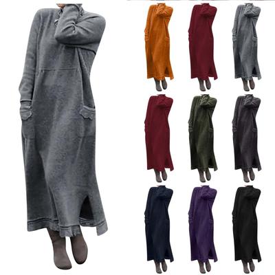 Damen Herbst- und Winterpulloverkleid, schmale Passform, Hüftrock, Freizeitkleid
