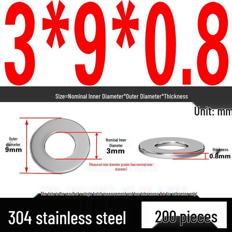 Thickened 304 Stainless Steel Flat Washer Spacer (M2-M36)
