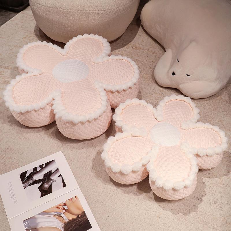 Ins-Style Eisseide Samt Blumen Pouf & Sitzkissen