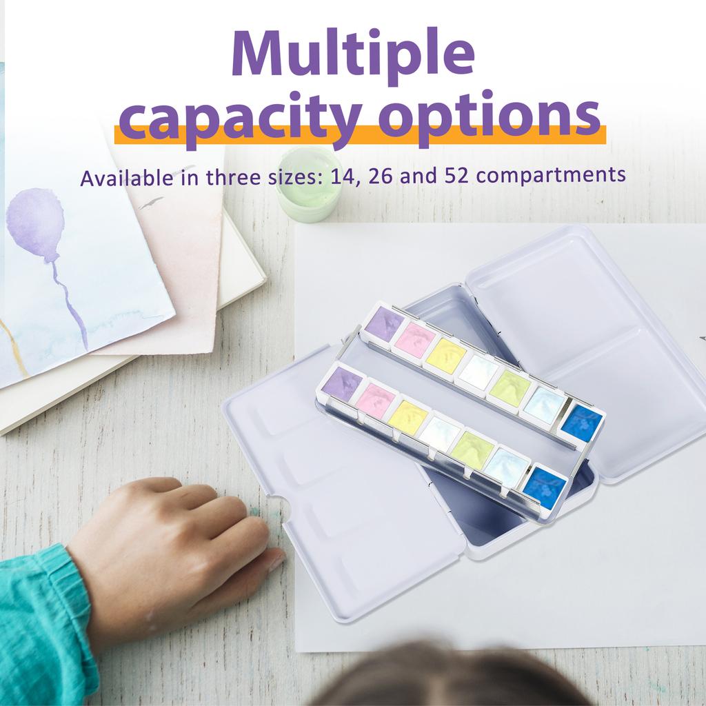 Empty Watercolor Palette with 52 Detachable Half Pans Compact Portable Paint Tray Watercolor Paint Plate Box for DIY Artist