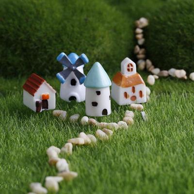 4 Pièces Ornements Micro Paysage Mousse Moulin Maison Château Modèle Miniature Décoration Succulente Artisanat Accessoires pour la Maison