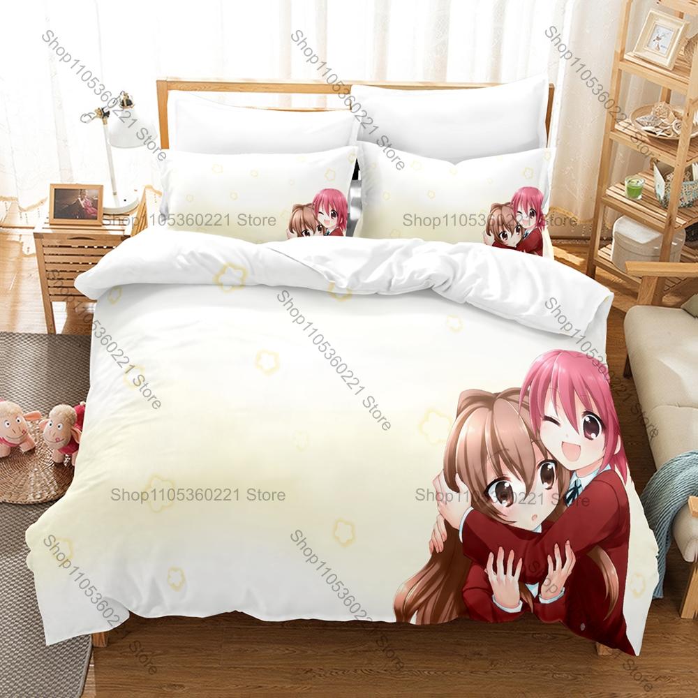 Toradora 3PCS Bedding Set Taiga Aisaka Ryuuji Print Soft Microfiber Duvet Cover Pillowcase Bedroom Decor