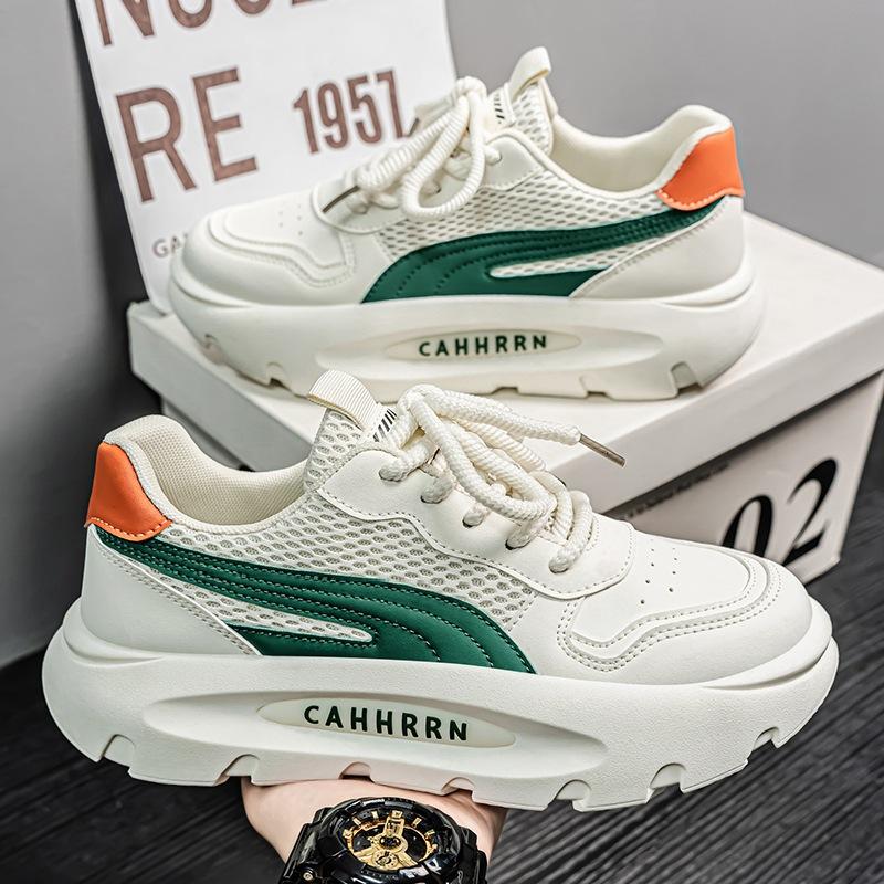Thick-soled Heightening Men's Shoes Spring Mesh Casual Dad Shoes 2025 New Trendy Shoes Student Sports Shoes Youth