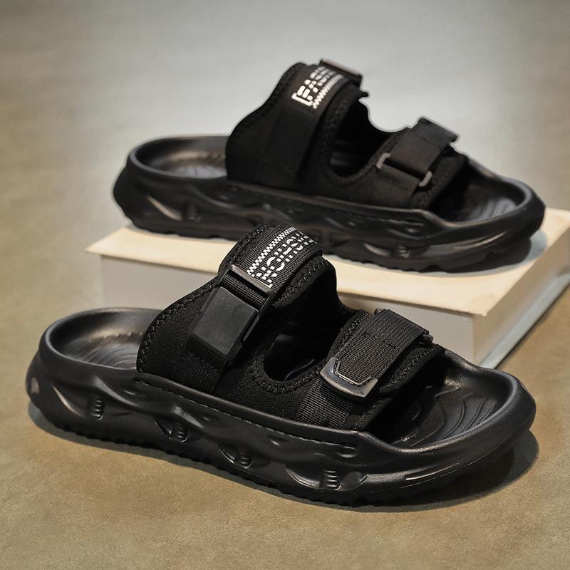 Stepping On Shit Slippers Men's Casual Non-slip Thick-soled Coconut Sandals Foreign Trade Printed Linen One-word Slips