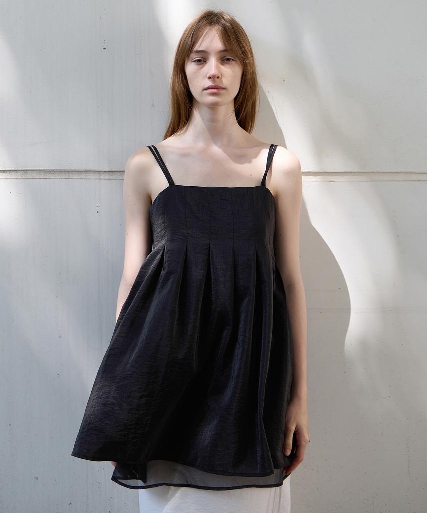 Leuba Double Strap Pleats Blouse - Black