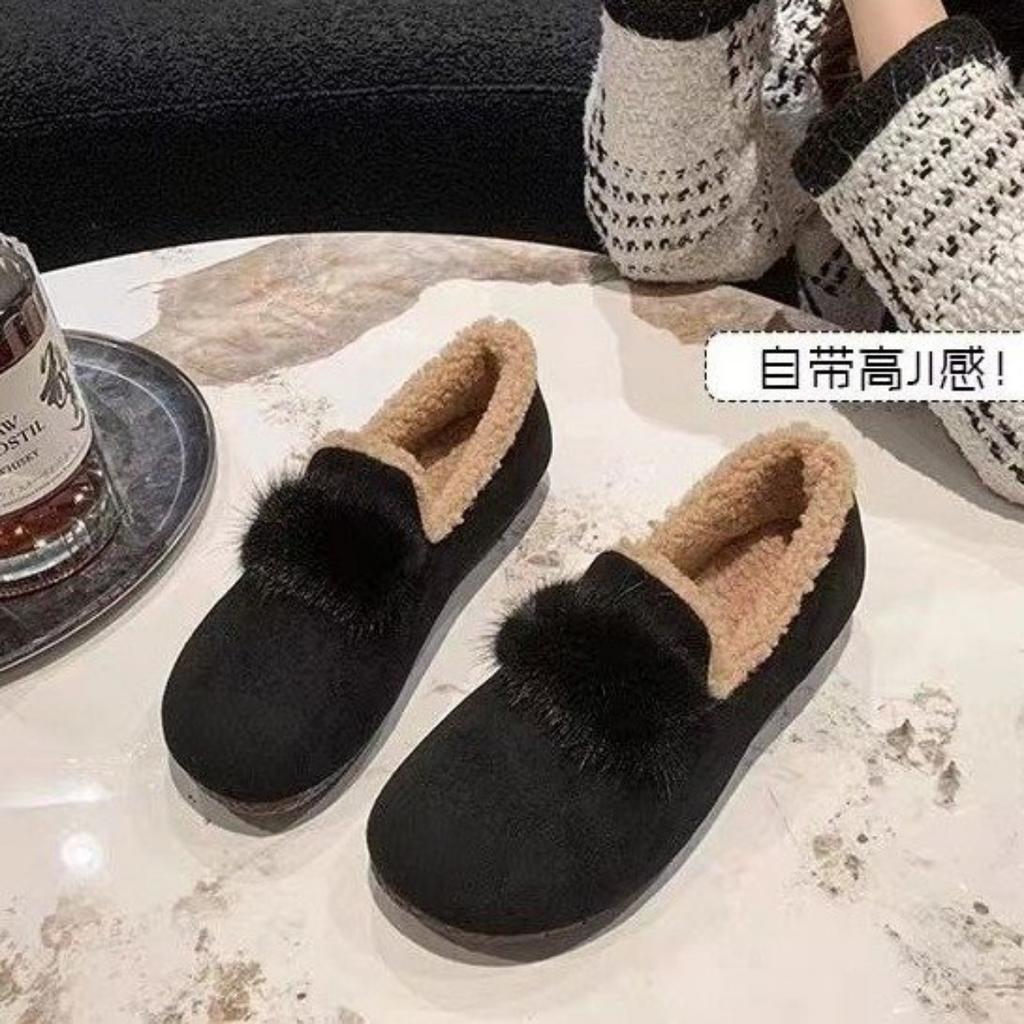 Winter versatile velvet soft-soled fashion Doudou shoes keep warm and one-pedal thickened women's shoes