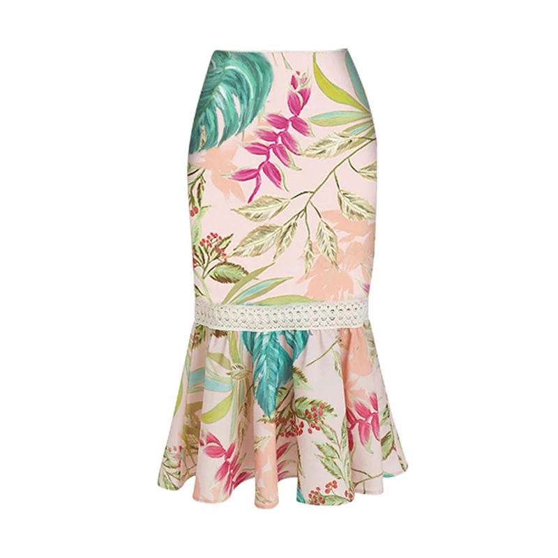

Floral Print Bodycon Fishtail Vacation Beach Dress for Women Small рожевий