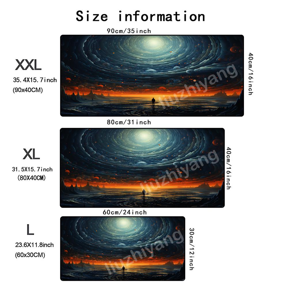 Cosmic Swirl Starry Sky Mouse Pad Large Computer Office Game Table Mat Rubber Anti-slip Stitched Keyboard Mat 90x40 XXL Desk Pad