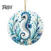 Marine Life Hanging Ornaments Ocean Theme Pearl Art Ornament, 2D Flat Acrylic Coastal Unique Gifts for Lovers Sea Suncatcher, Beaded Pattern