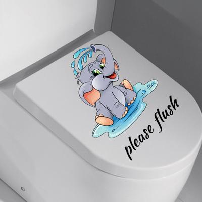 Toilet Sticker Cartoon Elephant Pattern Wall Tile Sticker Decal Self-adhesive Waterproof Bathroom Toilet Wall Decal for Home Decor