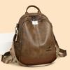 Simple backpack women's spring new casual versatile backpack multi-compartment large-capacity leather bag