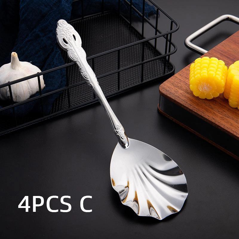 

Набор кухонной посуды из 4 предметов, чайные ложки из нержавеющей стали, ложка для сервировки для контроля порций, большой размер, легкий, многоразовый